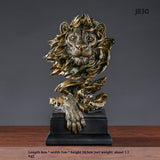 American Retro Animal Copper Lion Head Portrait Resin Craft Ornament Hallway Office Wine Cabinet Decoration