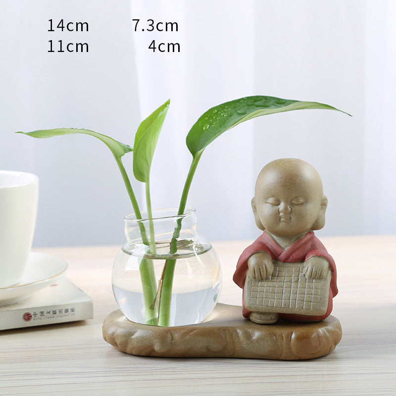 Glass Transparent Water Cultivation Green Dish Ware Flower Pot