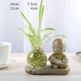 Glass Transparent Water Cultivation Green Dish Ware Flower Pot