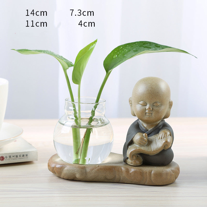 Glass Transparent Water Cultivation Green Dish Ware Flower Pot