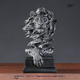 American Retro Animal Copper Lion Head Portrait Resin Craft Ornament Hallway Office Wine Cabinet Decoration
