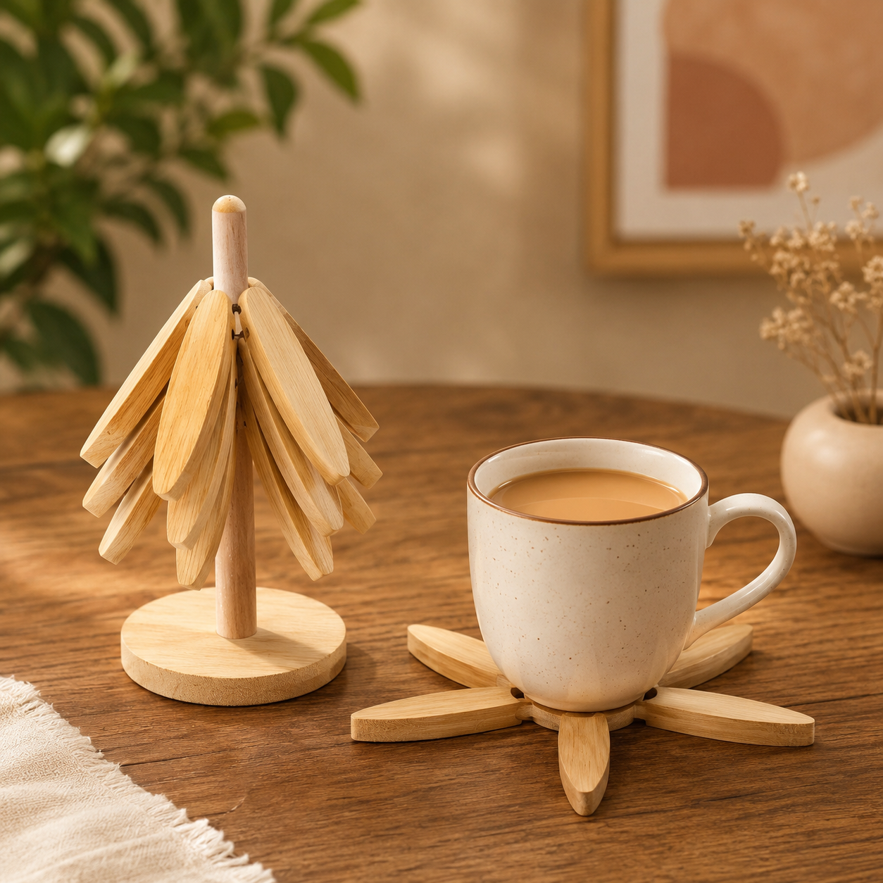 Wooden Tree Folding Trivet