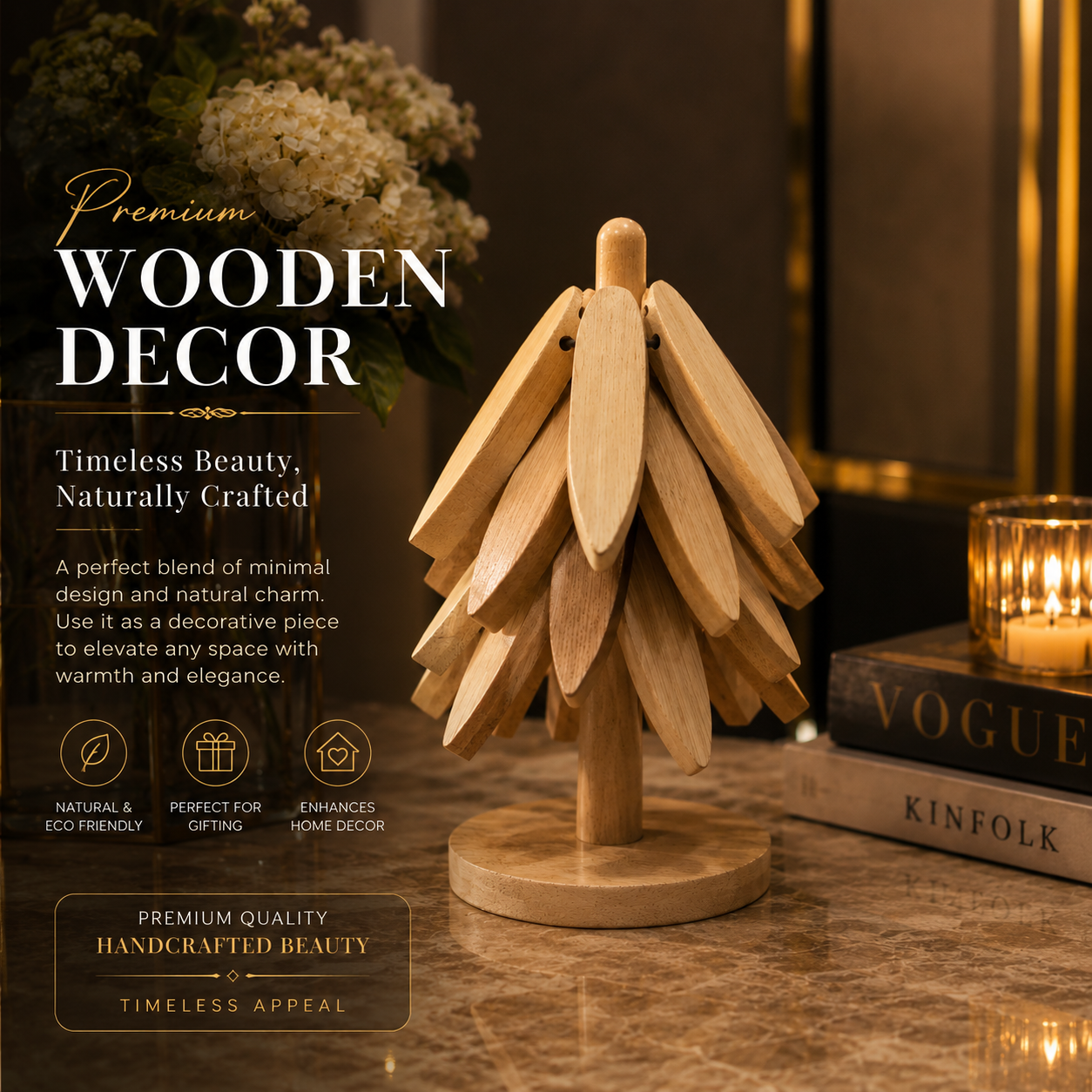 Wooden Tree Folding Trivet