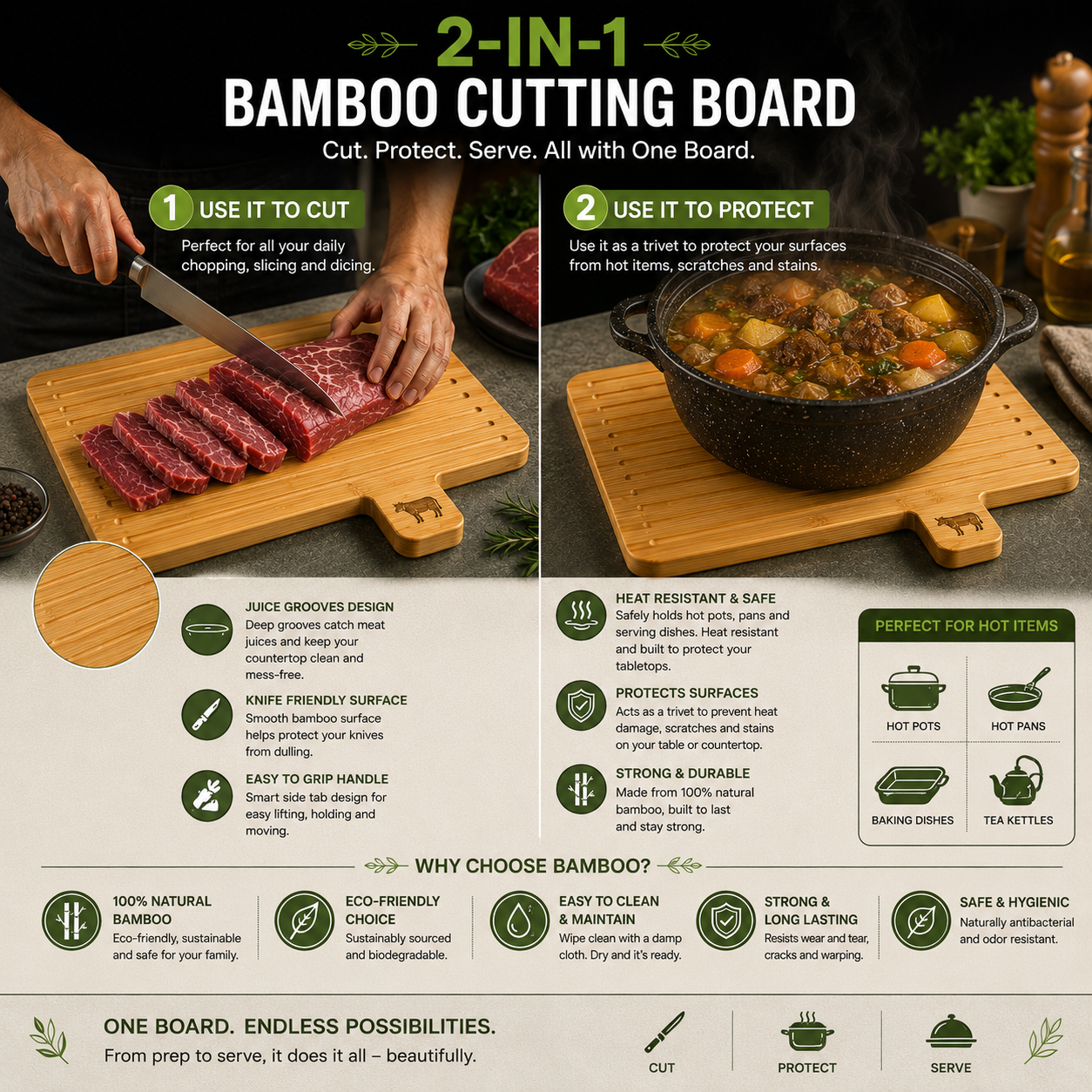 Bamboo Chopping Cutting Board