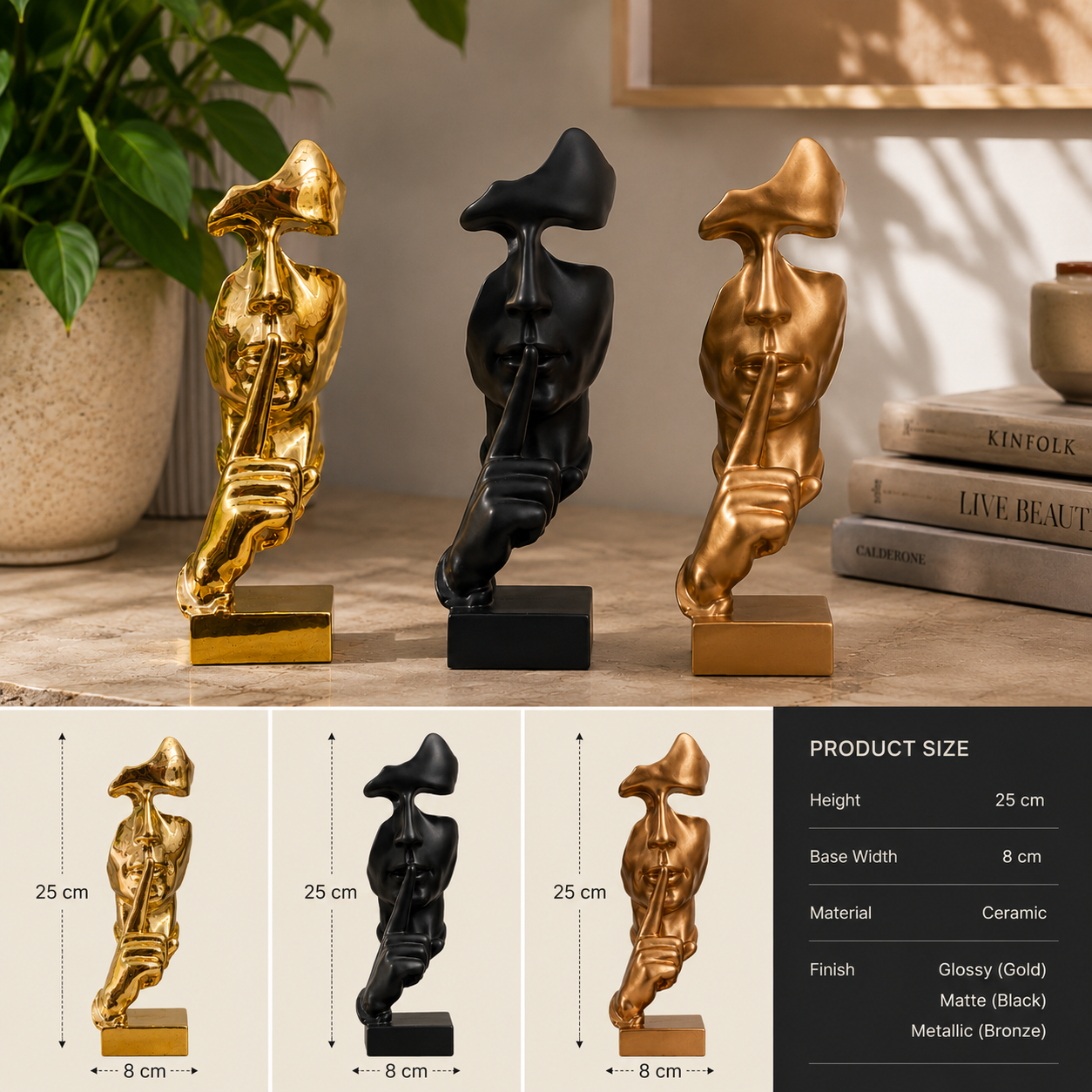 Large silent thinker face with different varients