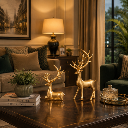 2 Piece Reindeer Figurines Decor Nordic European Style