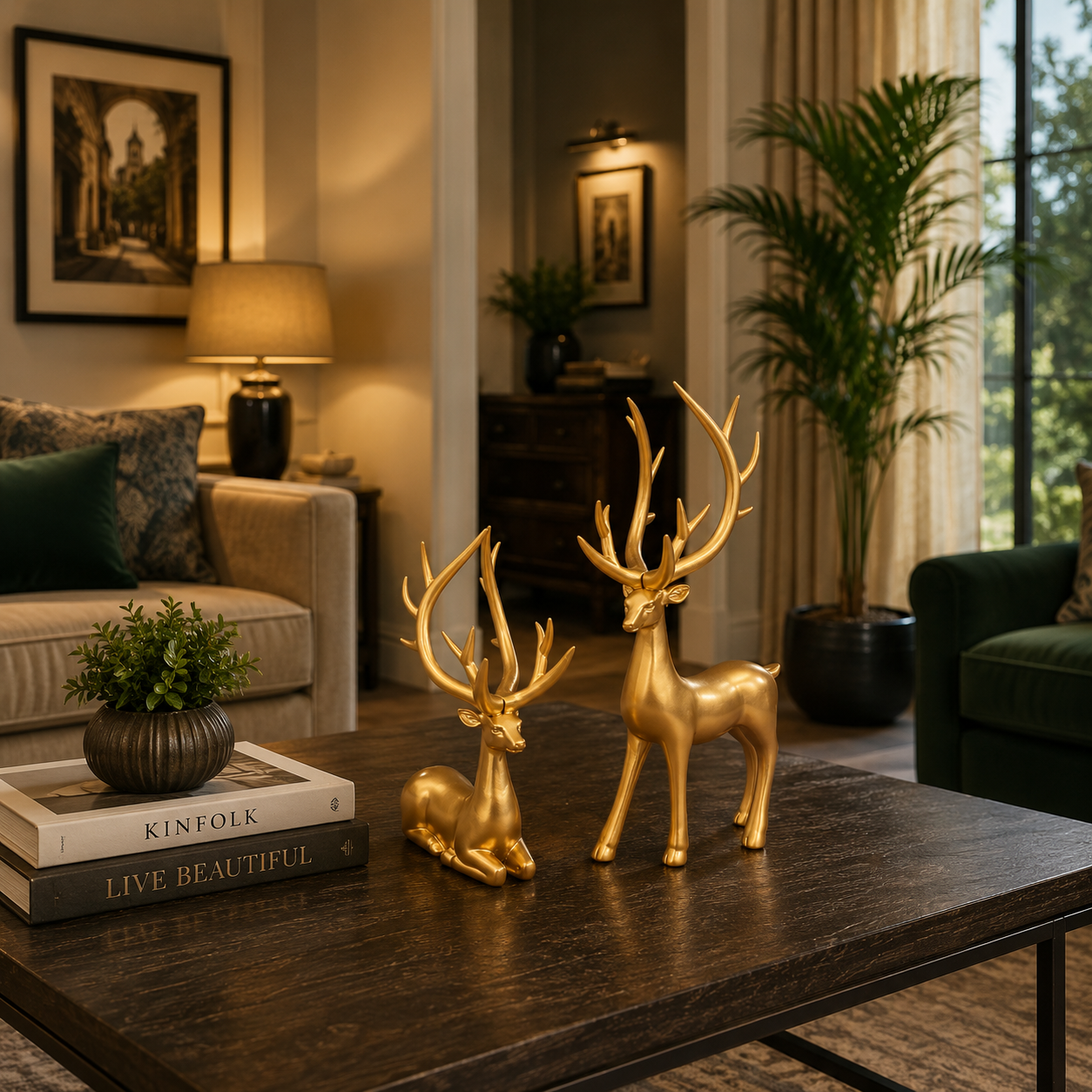 2 Piece Reindeer Figurines Decor Nordic European Style