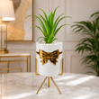 Luxury Ceramic Bow Planter Pot with Gold Metal Stand