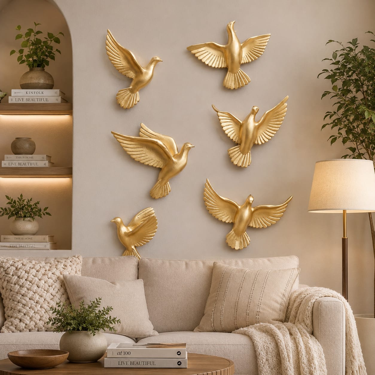 Flying Sparrow Wall Art Set – Luxury 3D Metal Bird Wall Décor (Set of 6)