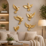 Flying Sparrow Wall Art Set – Luxury 3D Metal Bird Wall Décor (Set of 6)