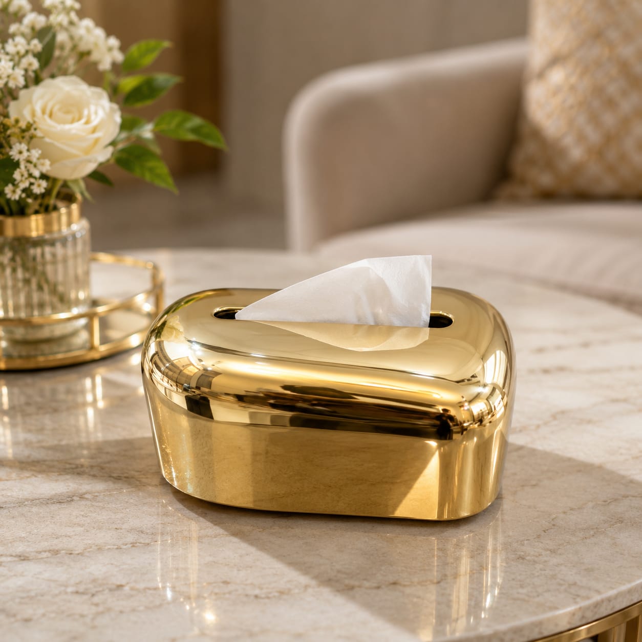 Curved Tissue Box holder for Dining Table