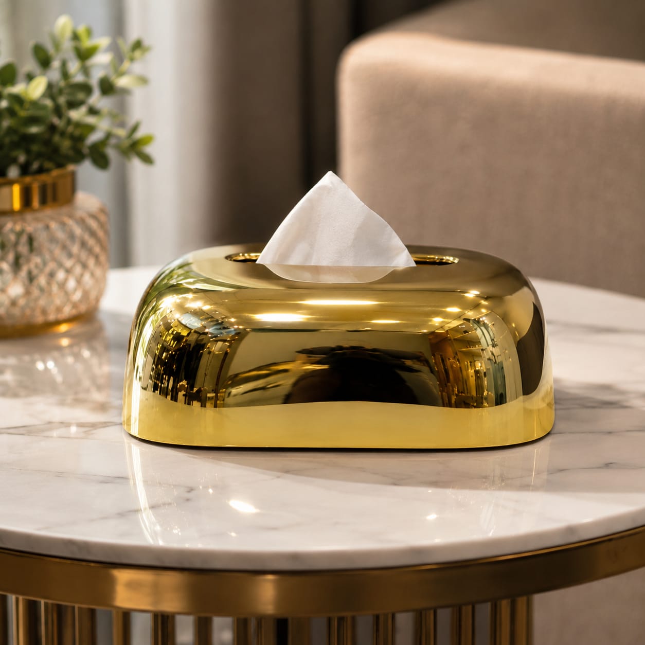 Luxury Gold Rectangular Tissue Box Holder