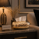 Luxury Oval Hammered Tissue Box for Homes décor & Tabletop
