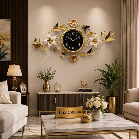 Golden Butterflies Flying Wall ClocK