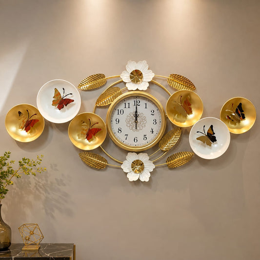 Unique Wall Clock with Butterflies Flying