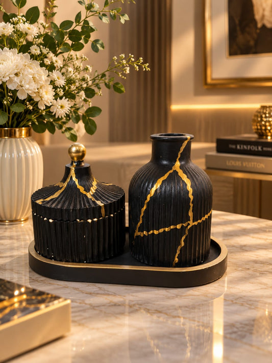 Royal Ribbed Luxe Vase Set