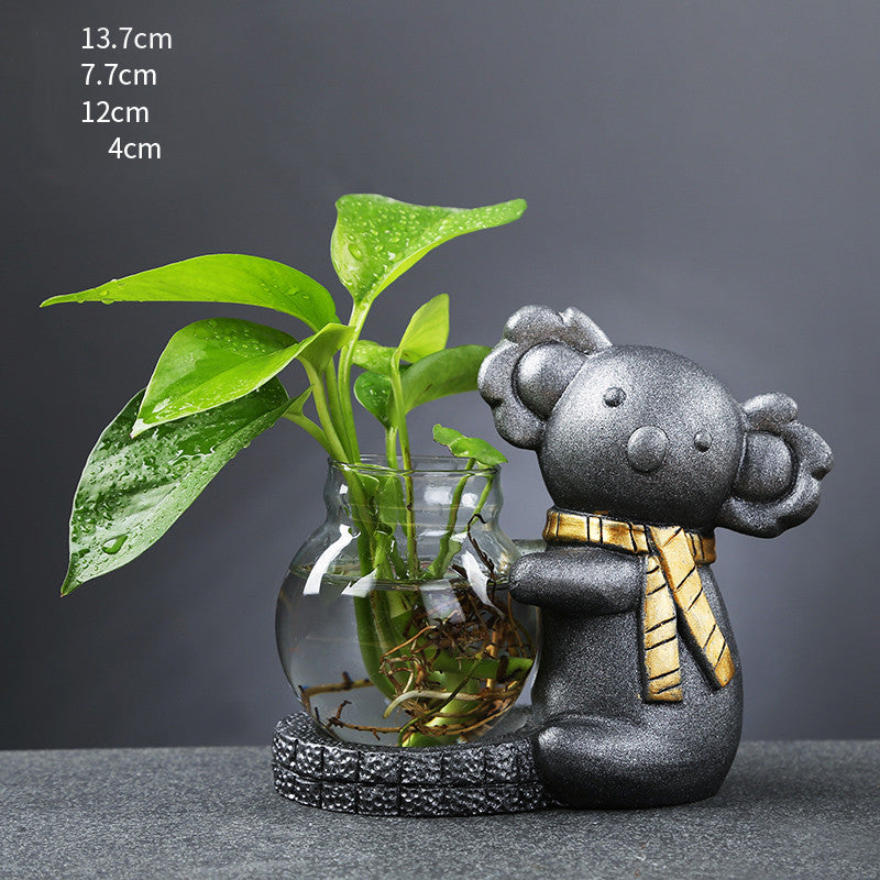 Glass Transparent Water Cultivation Green Dish Ware Flower Pot